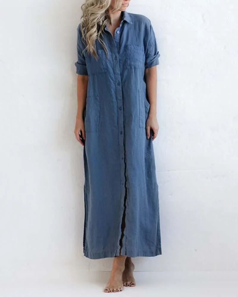 Solid Color Simple Shirt Dress