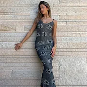 Lazycackle stylish dresses Women's Dress Slim-Fit Wrap Hip Strap Spice Dress 2025 Summer Sexy Print Holiday Casual Dress Dresses on Sale Clearance Slim