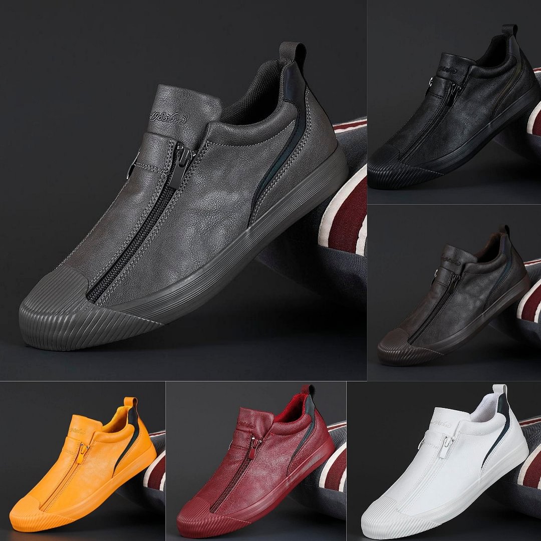 2022 Men's Zipper Leather Flats