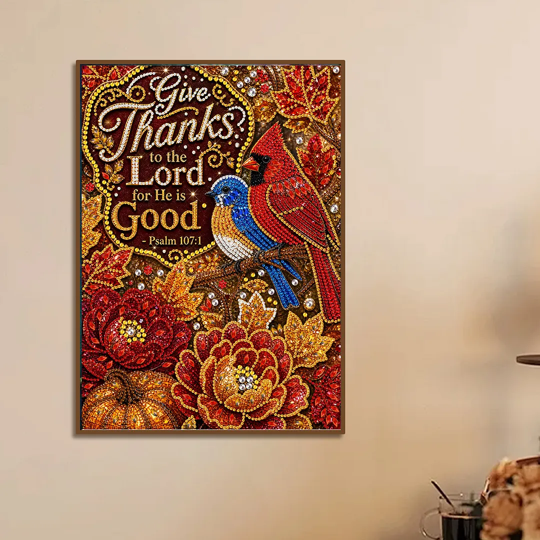 Autumn Birds Thanksgiving Diamond Painting Kits for Adults Beginners 30x40cm