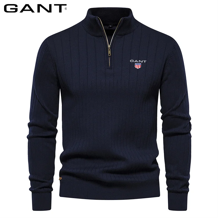 Golf męski GANT&reg; na jesień/zimę z długim rękawem i zamkiem błyskawicznym
