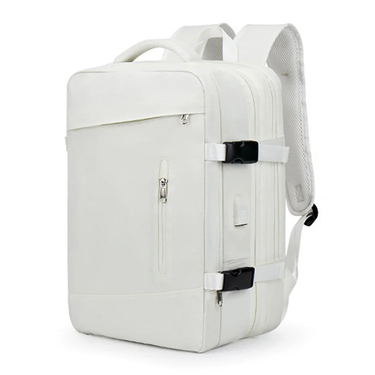Unisex Carry On Backpack with USB Port Laptop Bag for Men Women (Crescent white)