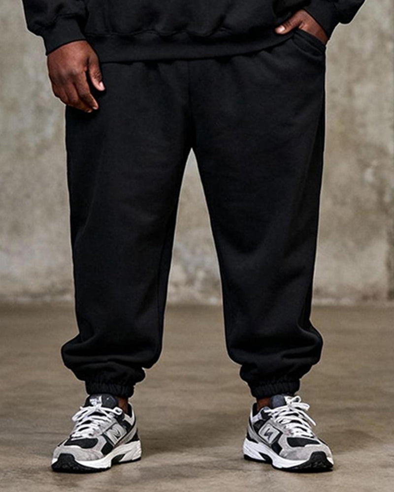 Big & Tall Men's Black Metallic Lip-Print Hoodie Set