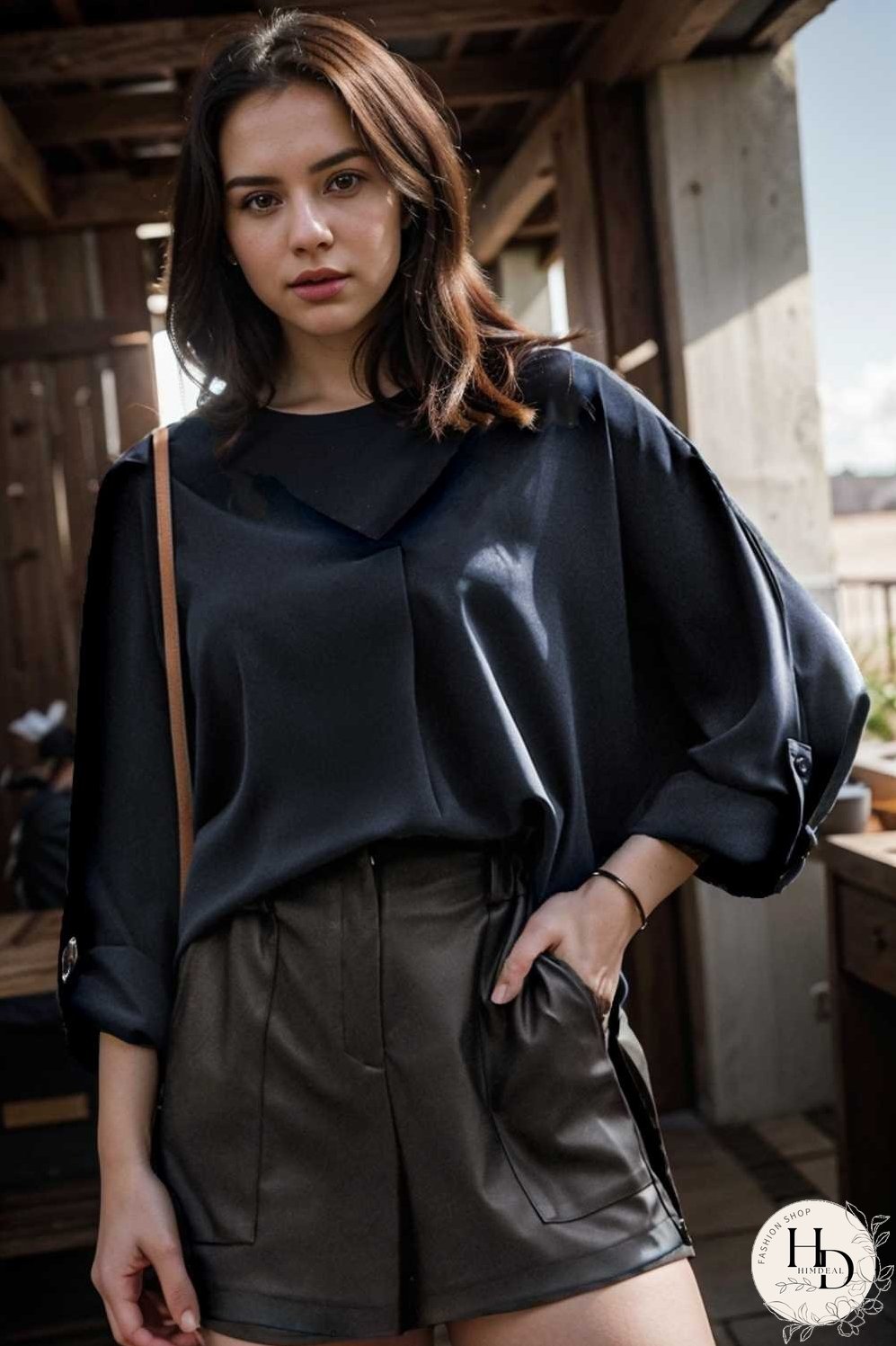 v neck long sleeved chiffon solid blouse drop shoulder closed shirt