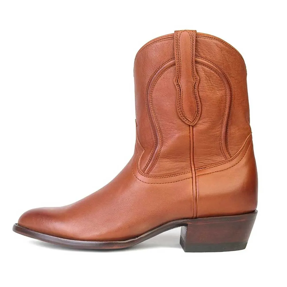Brown Closed Toe Chunky Heel Casual Ankle Women's Western Boots