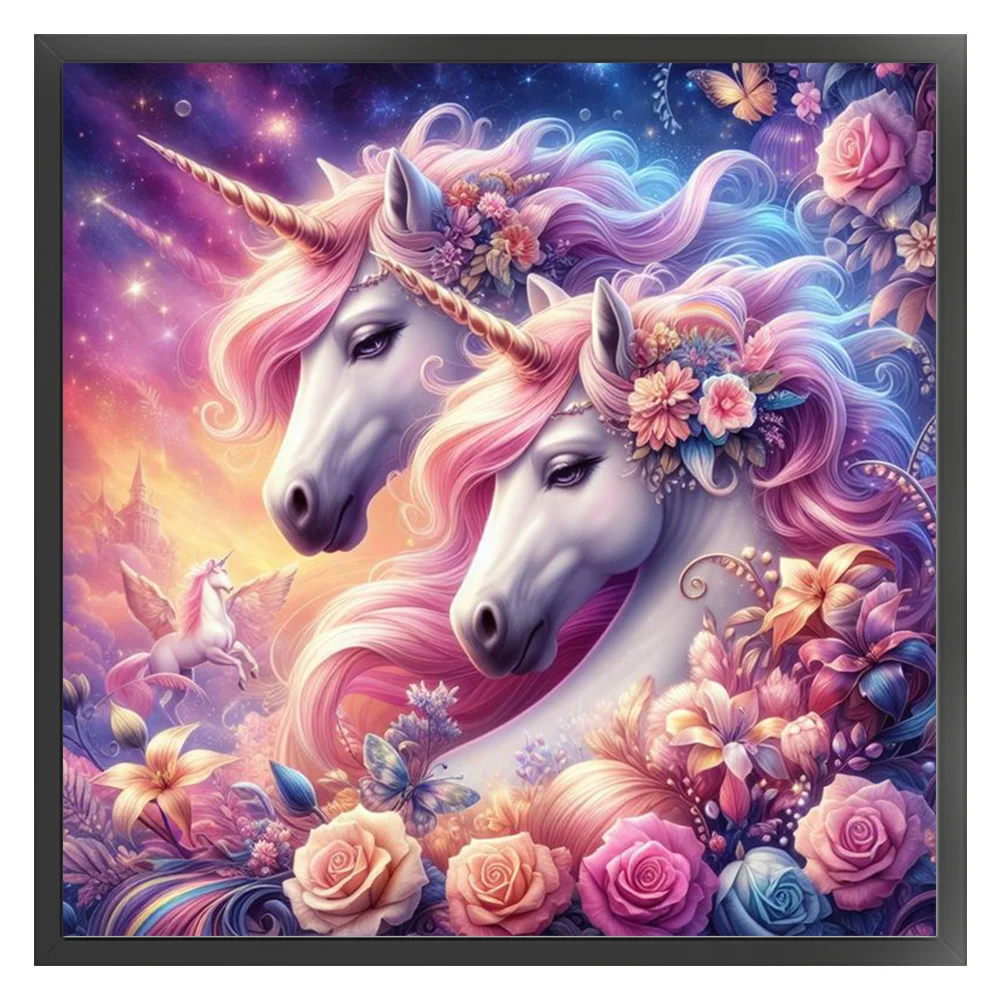 DIY Stamped Cross Stitch 18CT Full Embroidery 50*50cm - Rose Unicorn
