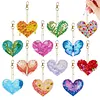 12pcs Heart Motif Double-Sided DIY Diamond Painting Keychain Kit