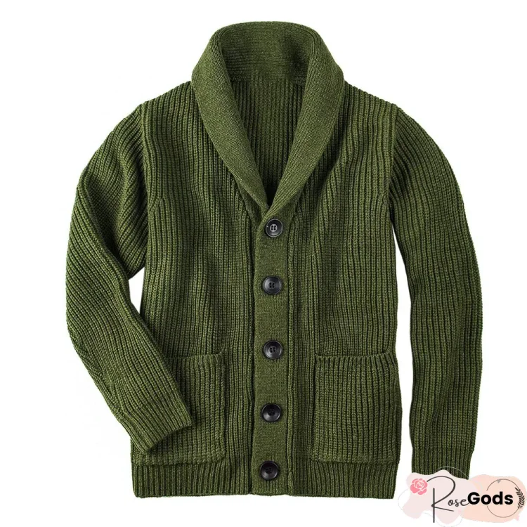 Men's Sweater Turtleneck Single Breasted Pocket Jacket Sweater Cardigan