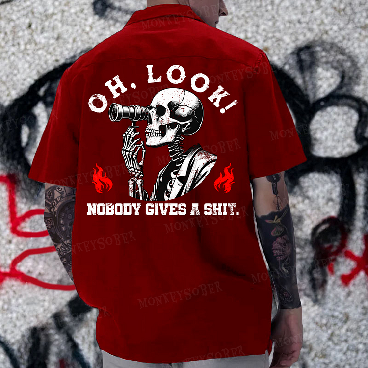 "Oh Look Nobody Gives A Shit" Reversible Printed Button Up Shirt
