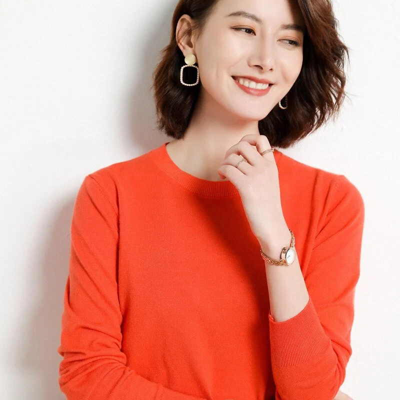 Women Sweater 2020 New O-neck Female Long-sleeved Knitted Pullover Jumper Pull Femme Clothes White Loose Thin Korean Plus Size