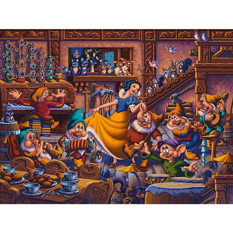 Snow White And The Dwarfs 40*30CM (Canvas) Full Round Drill Diamond Painting gbfke