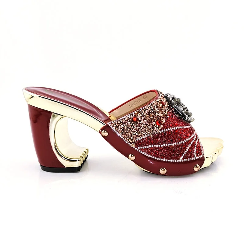 QSGFC New Arrival Fashionable Italian Shoes and Bag Sets Silver Color Women's Wedding Special Appliques for African Lady Sandals
