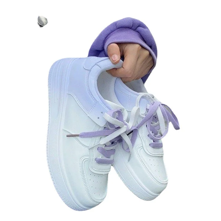 Churchf Churchf PU Color Matching Fashion Lightweight Flat Sports Women's Shoes 2023 Summer New Casual Board Shoes Women