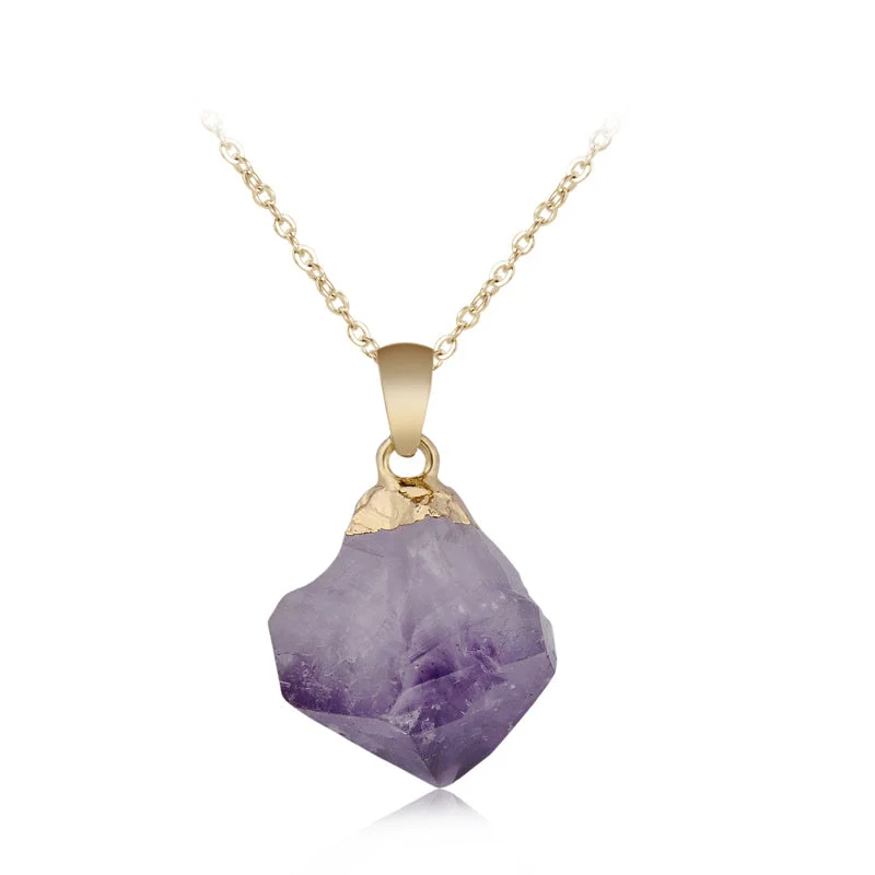 Natural Crystal Gemstone Citrine Amethyst Happiness Necklace