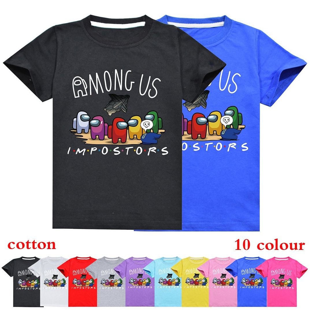 Amazon Aliexpress Spring And Summer New Childrens Clothing Among Us Big Kids Short Sleeved Boys Short Sleeved T Shirt T063 - among us t shirt roblox red