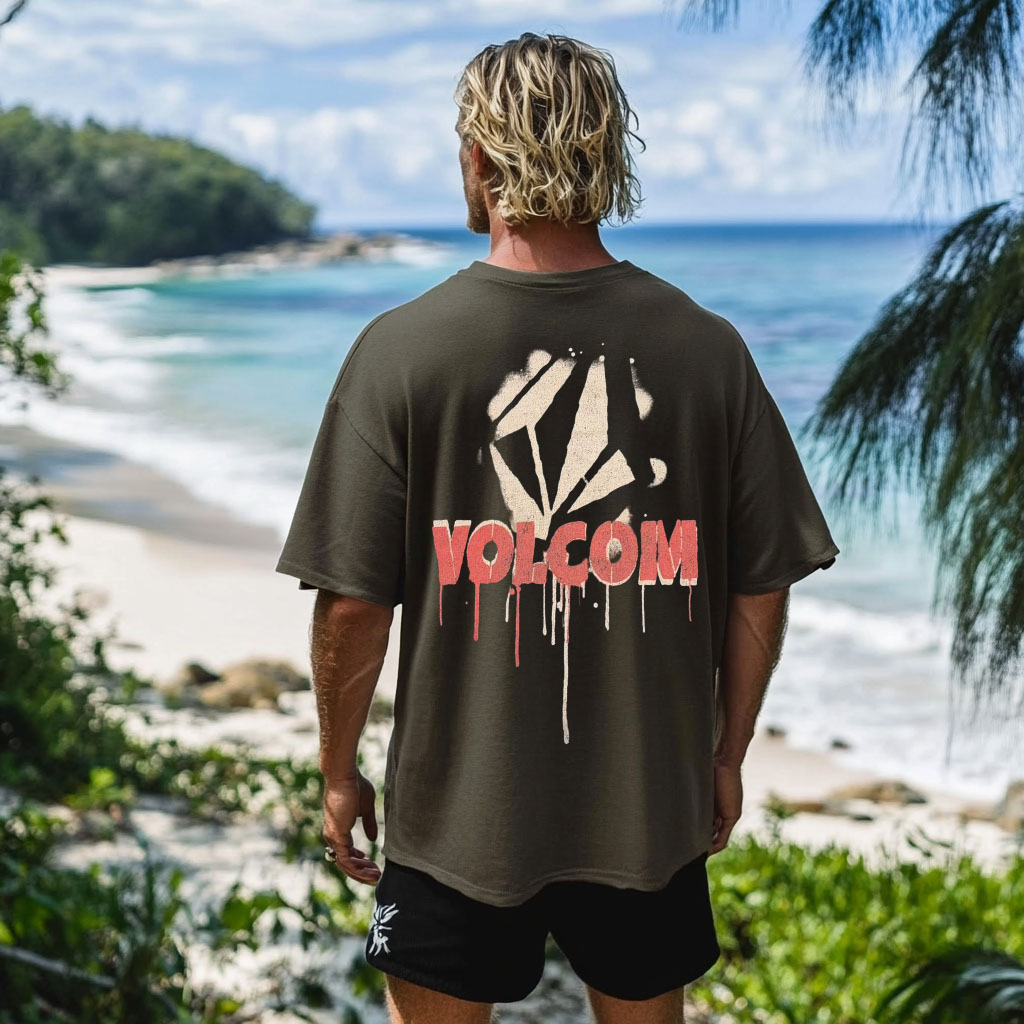  Men's Graphic Tee with Beach Scene Design for Summer Adventures