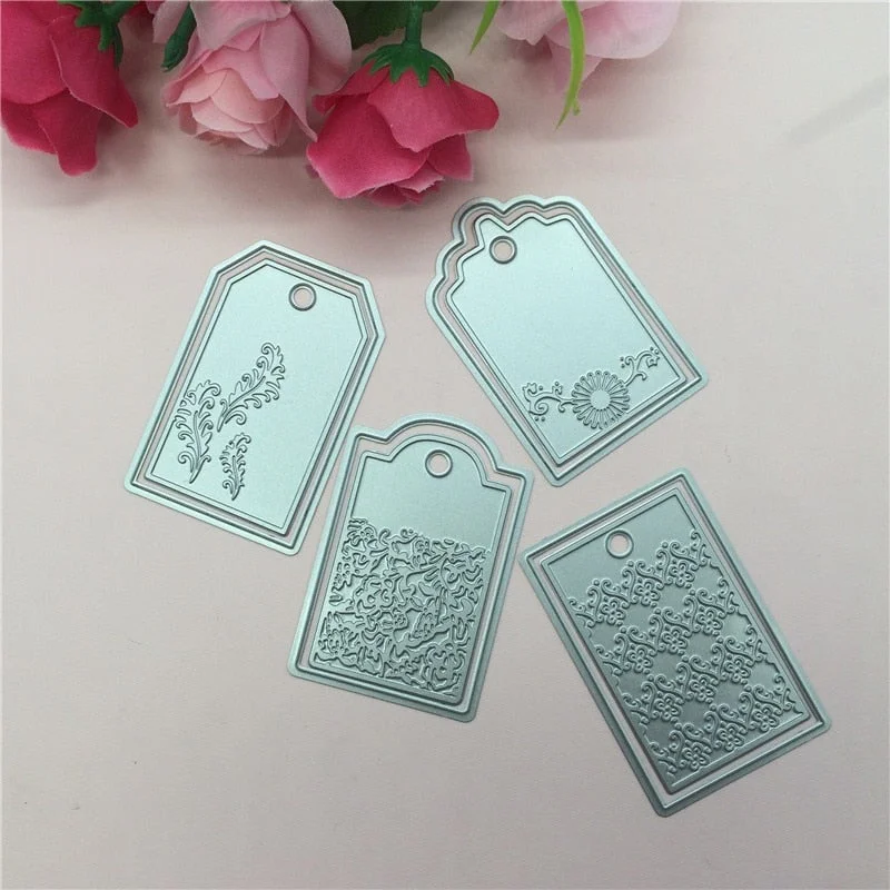 4x Label Tags Metal Cutting Dies Stencil Scrapbooking Album Embossing Craft DIY