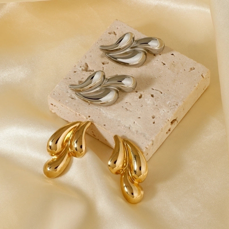 1 Pair Elegant Streetwear Water Droplets Three-dimensional 304 Stainless Steel K Gold Plated Rhodium Plated Ear Studs