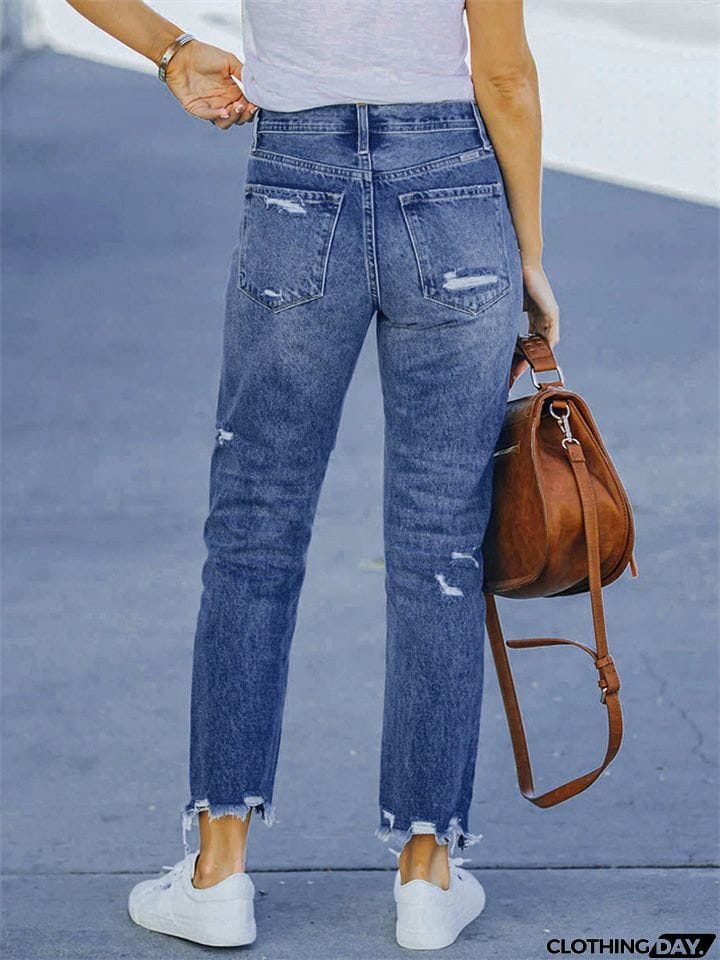 Fashion Skinny Women's Ripped Stretchy Denim Jeans