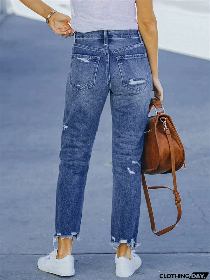 Fashion Skinny Women's Ripped Stretchy Denim Jeans