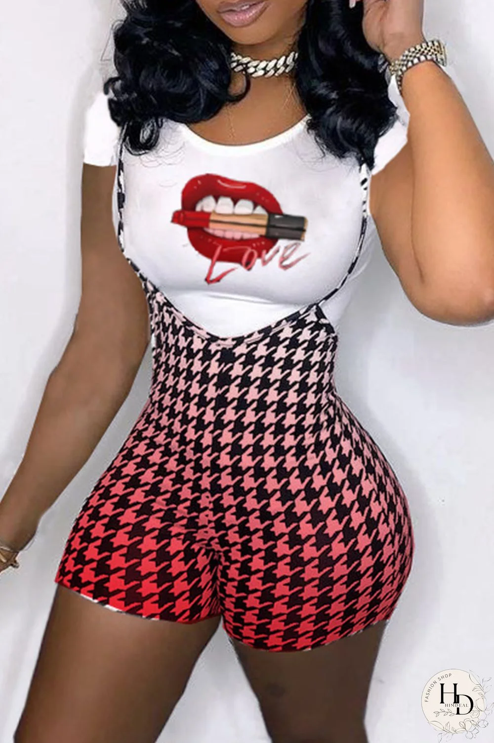 Blue Fashion Casual Print Basic O Neck Short Sleeve Two Pieces