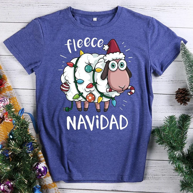 Feliz Navidad Sheep Fleece Funny Christmas T-Shirt-07818