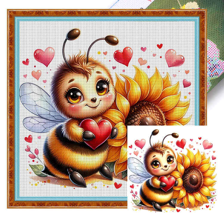 Valentine'S Day Bee 18CT (25*25CM) Stamped Cross Stitch gbfke