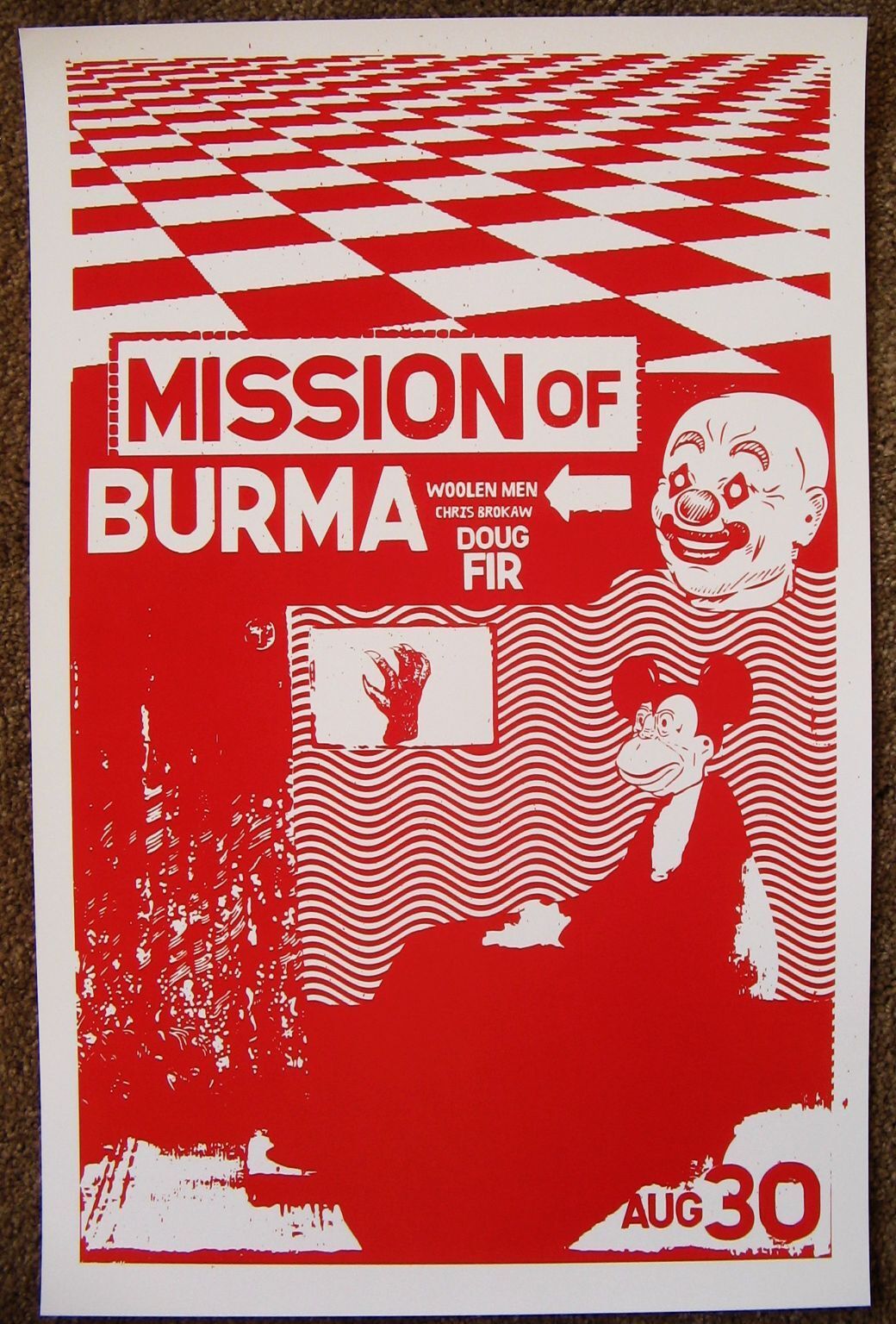 MISSION OF BURMA 2014 Gig POSTER Portland Oregon Concert