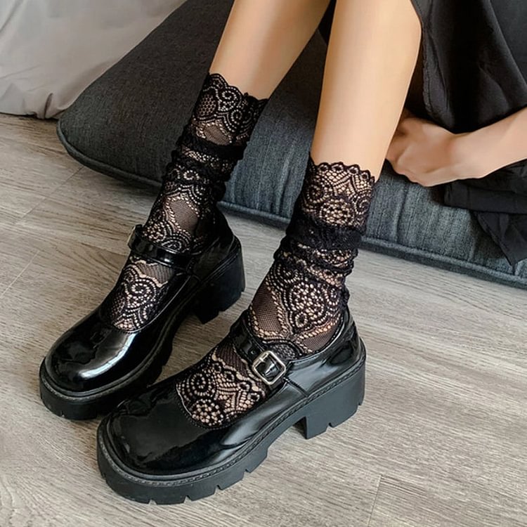 Retro Sexy Mesh Lace Socks - Gotamochi Kawaii Shop, Kawaii Clothes