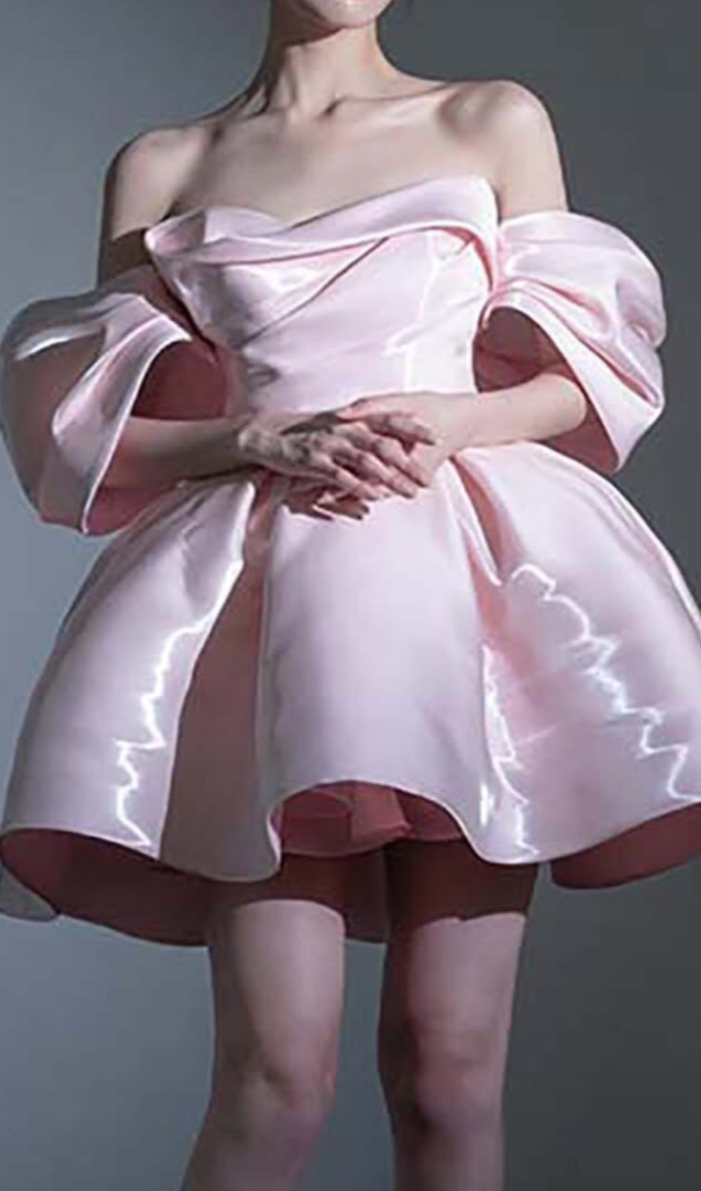 Off Shoulder Satin Mini Dress In Pink Miss Lee Label