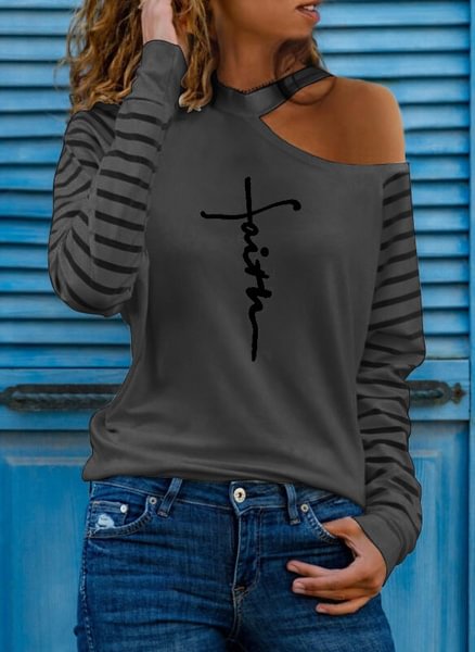 Spring and Early Autumn New Fashion Women's Love Printed Long Sleeve Casual Plus Size Strapless Top Loose Soft and Comfortable Autumn and Winter Bottoming Shirt XS-5XL - Shop Trendy Women's Fashion | TeeYours