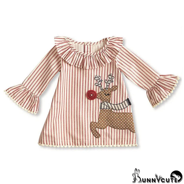 Toddler/Kids Girl Floral Striped Casual Scoop Neck Long sleeve Dresses