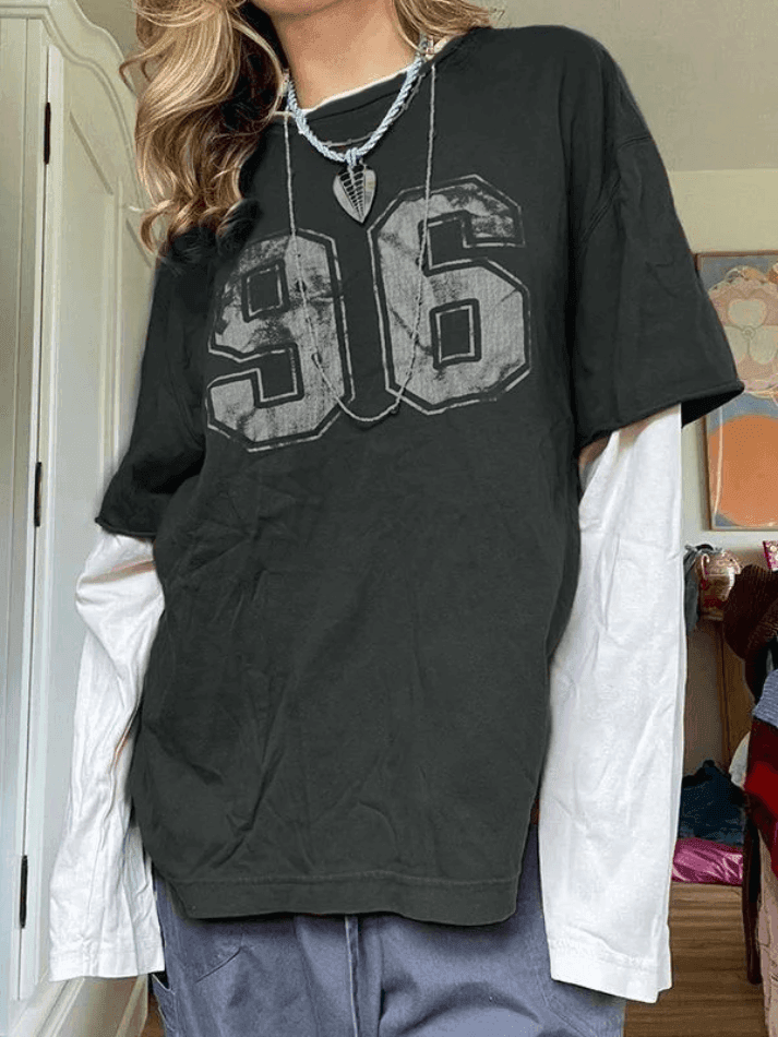Brownm Vintage Long Sleeve Graphic Tee