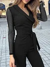 Solid Color Split-Joint  Long Sleeve Jumpsuits