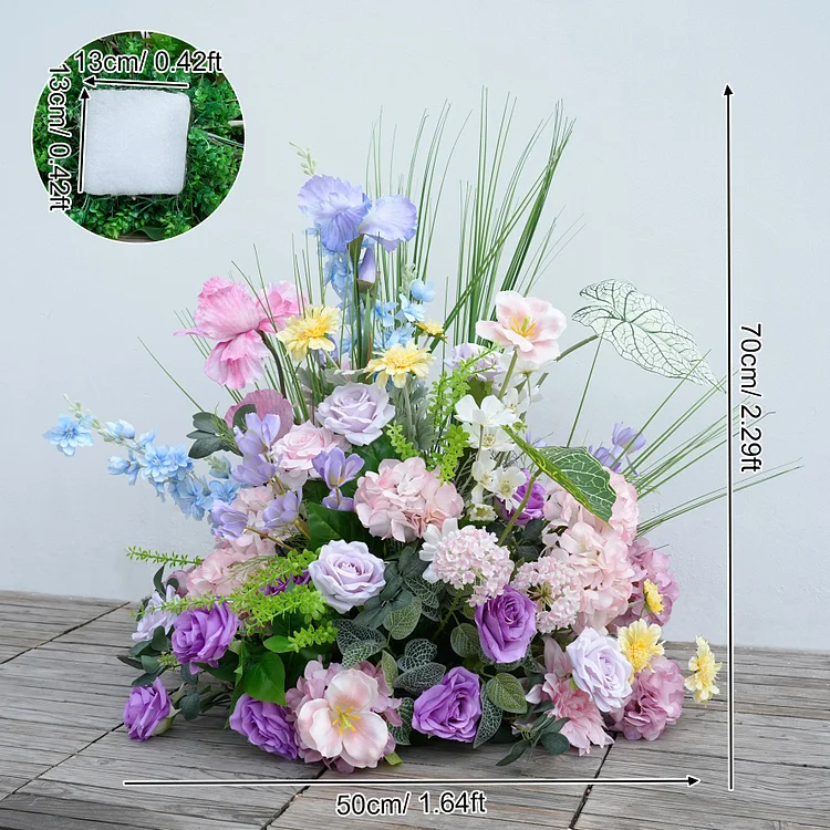 A8781 Purple Blue Series Flower Row Decor Wedding Horn Arch Floor Floral Props