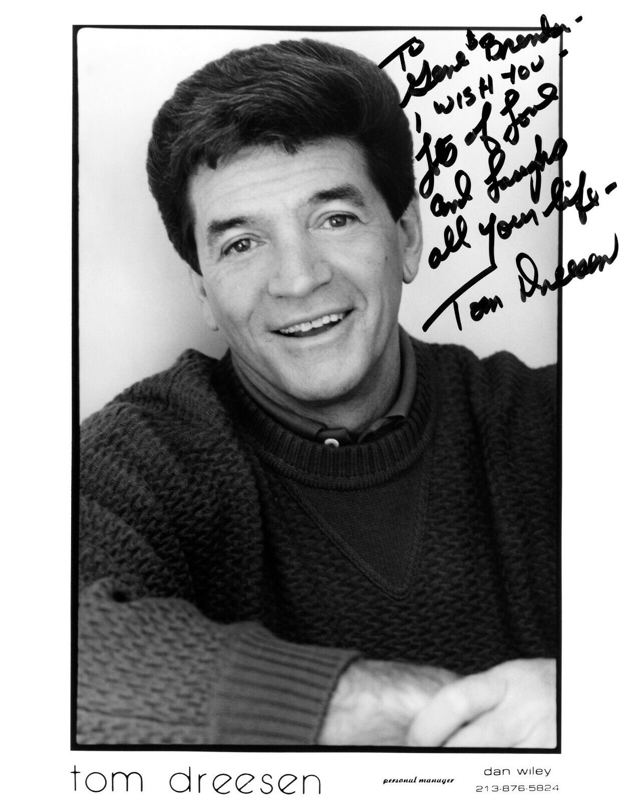 TOM DREESEN hand-signed B/W PORTRAIT 8x10 authentic w/ UACC RD COA actor / comic