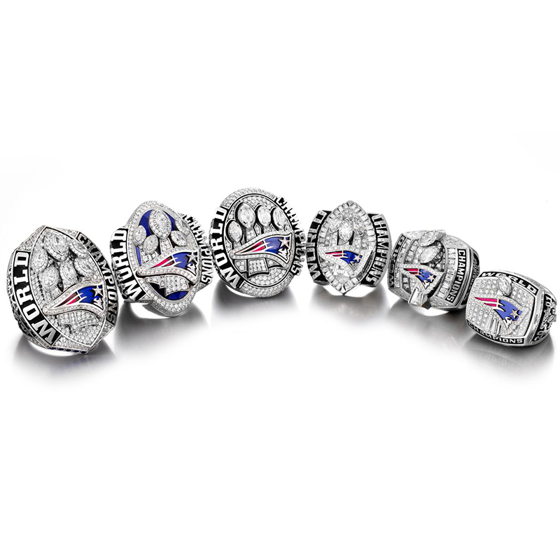 6PCS/SET World Championship Ring Set Collection Sports Jewelry NFL Replica  New England Patriots Super Bowl Champion Rings