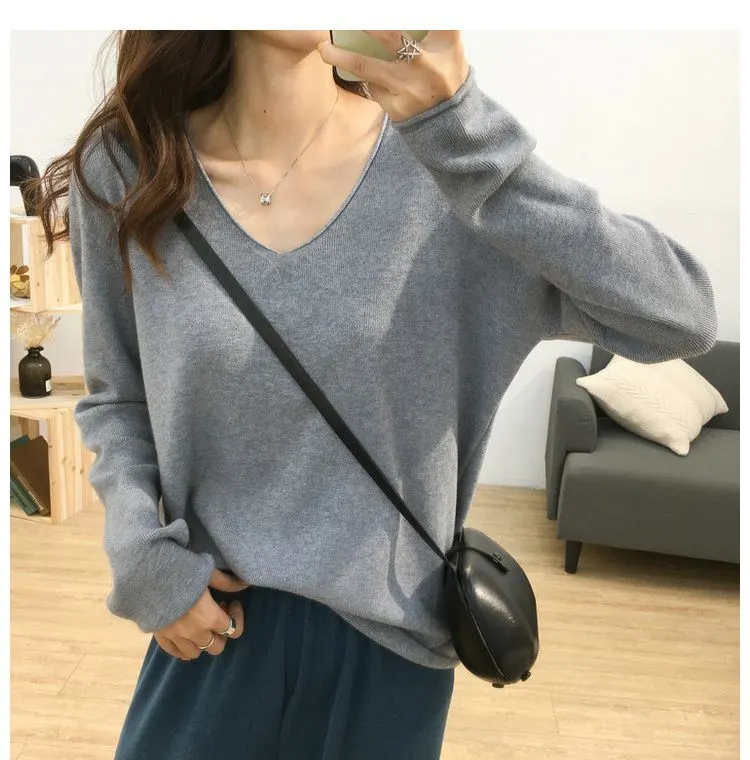 2021 spring autumn new lazy knit oversize sweater women's pullover Korean loose bottoming shirt big sweater
