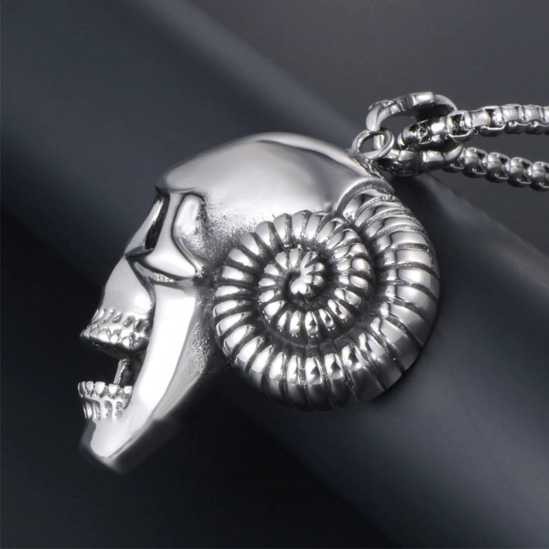 Retro Funny Punk Skull 304 Stainless Steel Polishing Halloween Men's Pendant Necklace