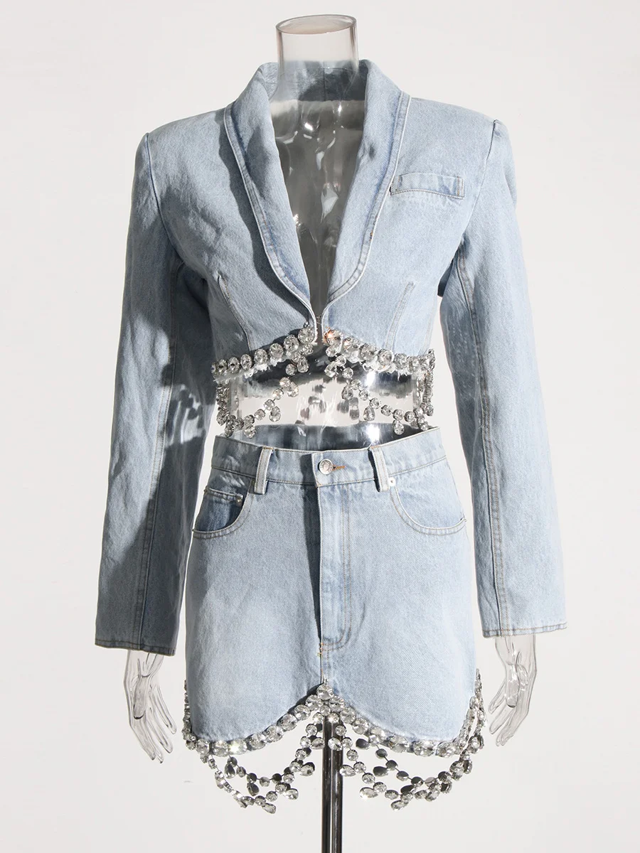 Nigikala Nigikala New Sexy Hot Girl Wind V Neck Long Sleeve Waist Top Design Sense Short Skirt Half Body Box Suit Girl