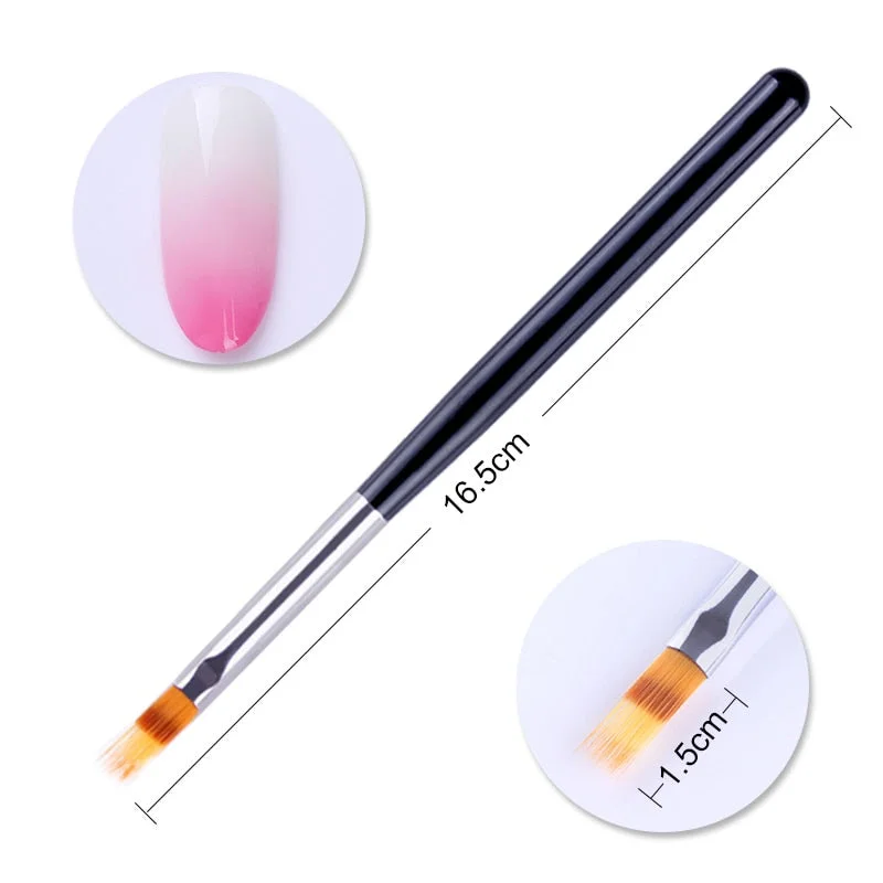 1 Pc Gradient Bloom Nail Painting Brush Pen UV Gel Nail Art Brush With Wood Handle Nylon Hair Draw Manicure Nail Art Tool-Nail Inspo
