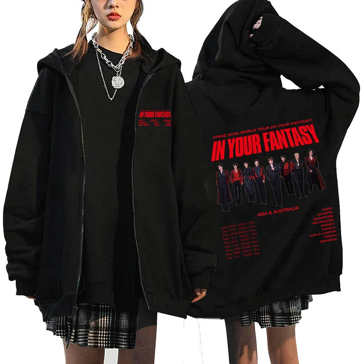 Ateez 2026 In Your Fantasy Tour Setlist Zip Up Hoodie