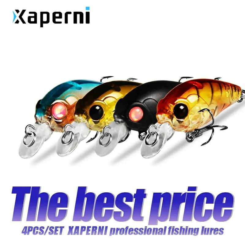 Xaperni Hot sales 4pcs/set 35mm 3.5g suspending dive 1m perfect professional A+ fishing lures mini crank minnow hard bait