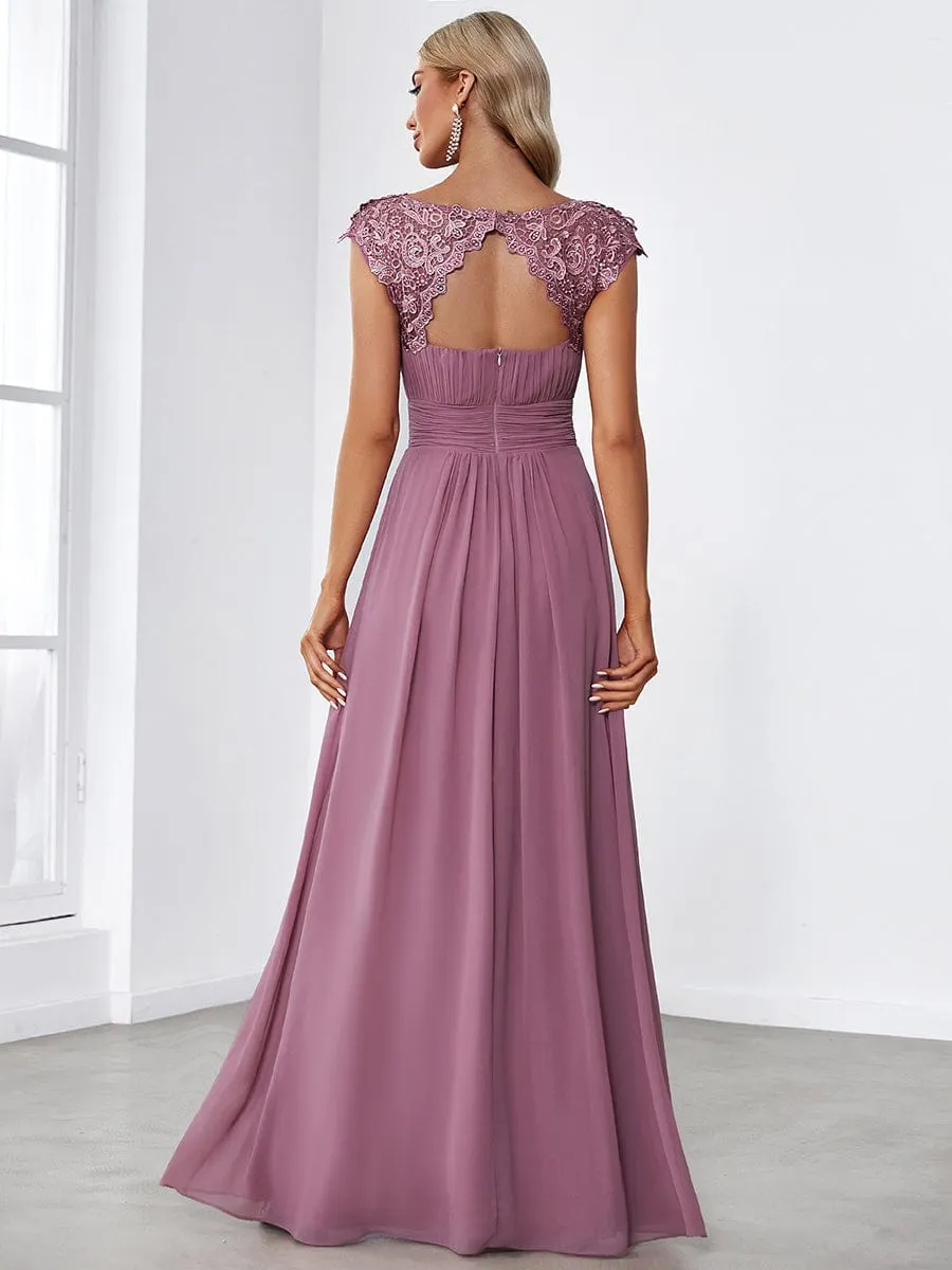 Sophisticated Lace Detail Evening Gown
