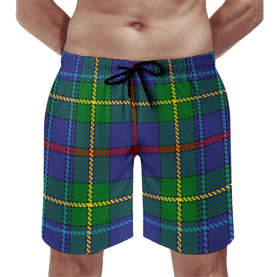 Bailey Family And Bain Clan Scottish Tartan Plaid Men's Swim Trunks Summer Board Shorts Quick Dry Beach Short with Pockets