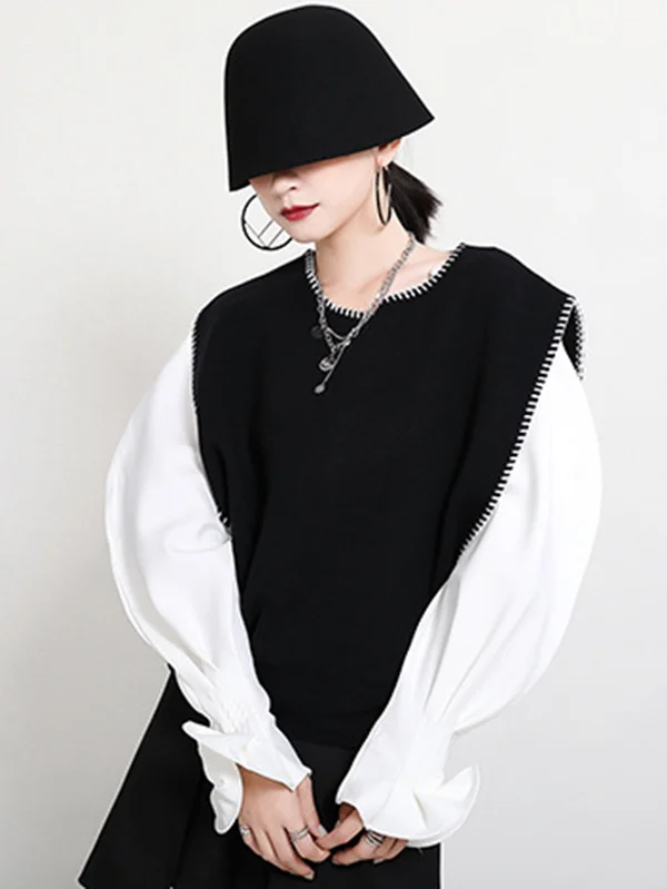 Urban Black&Apricot Knitting Vest