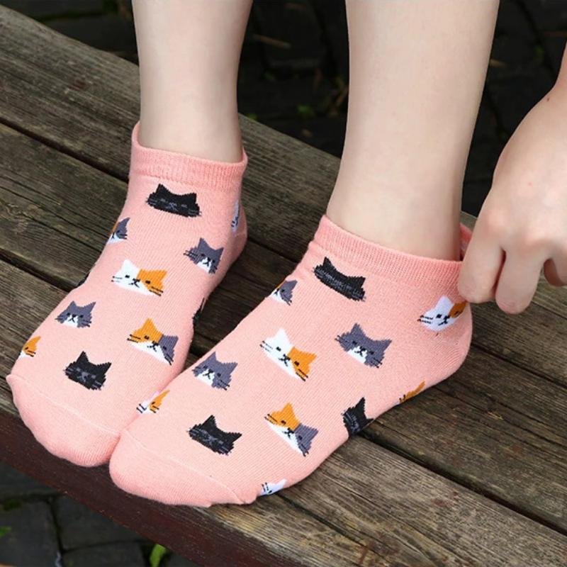 Adorable Cat Print Cotton Socks