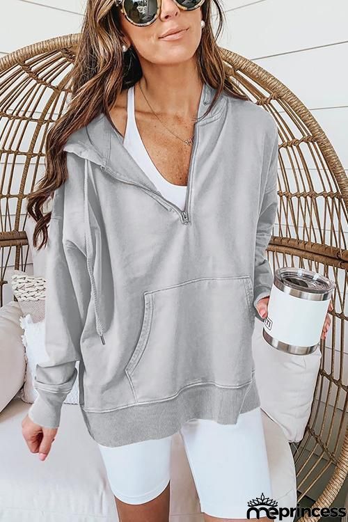 Pocket Drawstring Loose Hoodie