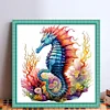 >SALE<Full Embroidery Eco-cotton Thread 14CT Printed Sea Horse Cross Stitch Kit40x40cm