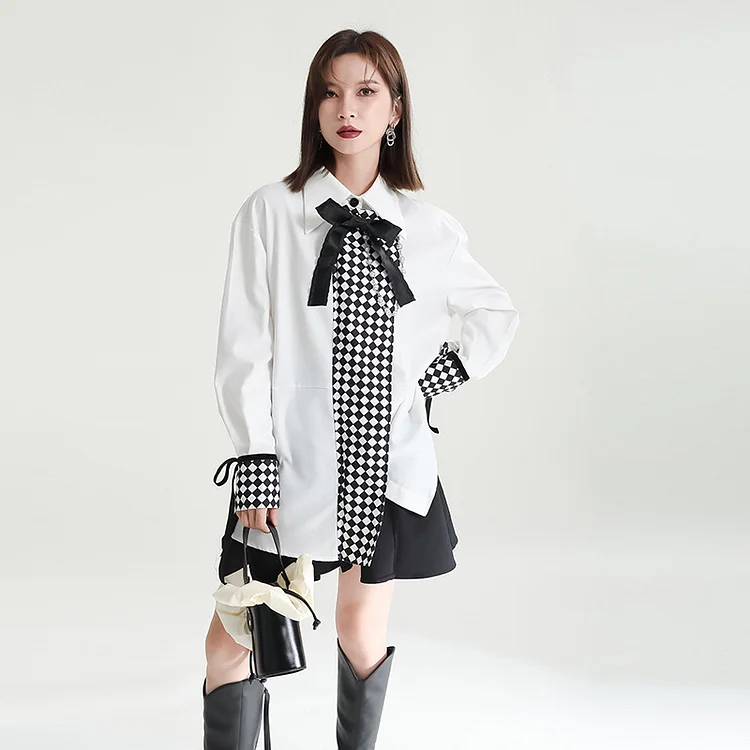 Special Plaid Long Sleeve Lapel Shirt - yankia